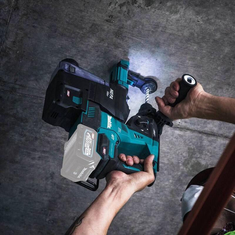 Martillo rotativo inalámbrico sin escobillas Makita 40V max XGT de 1-1/8 pulgadas con extractor de polvo, AFT, capacidad AWS (Herramienta solamente) - GRH01ZW
