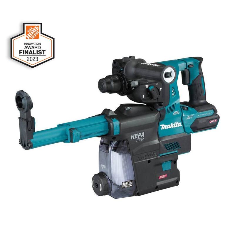 Martillo rotativo inalámbrico sin escobillas Makita 40V max XGT de 1-1/8 pulgadas con extractor de polvo, AFT, capacidad AWS (Herramienta solamente) - GRH01ZW