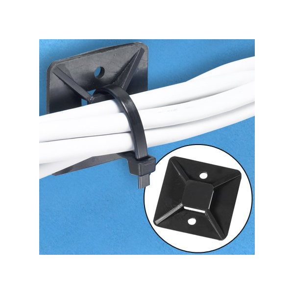 Bsc Preferred 1-1/2 x 1-1/2'' Black Cable Tie Mounts, 100PK - BUY03997511