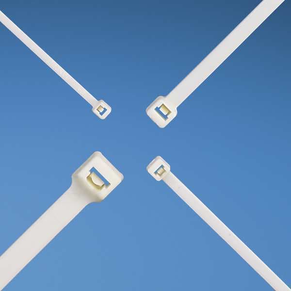 Panduit Cable Tie, 4 in L, 7/8 in Max Bundle Dia., White, Nylon 6/6, 18 lb Strength, 1000 PK - PLT1M-M69
