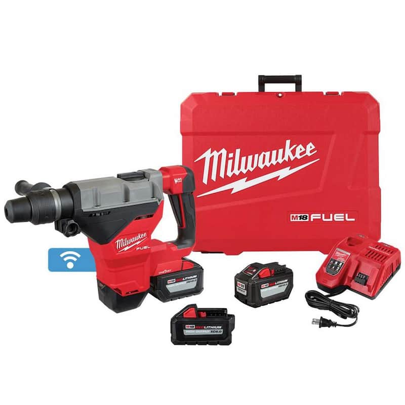 Kit de martillo rotativo inalámbrico sin escobillas Milwaukee M18 FUEL ONE-KEY de 18V de 1-3/4 pulgadas SDS-MAX con batería de 6.0ah - 2718-22HD-48-11-1865.