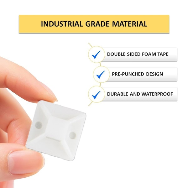 Kable Kontrol Kable Kontrol Adhesive Cable Tie Mounts - 1" Sq - Natural Nylon - 100 pcs - CT280