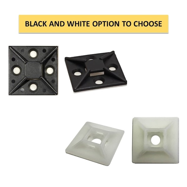 Kable Kontrol Kable Kontrol Adhesive Cable Tie Mounts - 1" Sq - Natural Nylon - 100 pcs - CT280