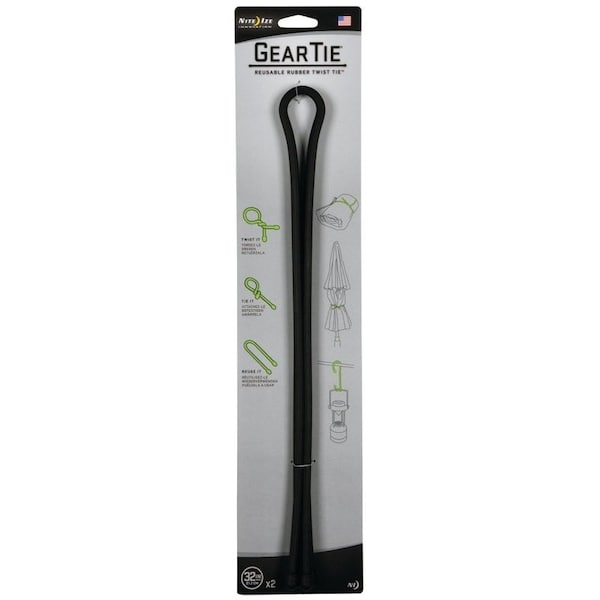 Nite Ize Gear Tie, 32 in L, Black, Rubber, Wire - GT32-01-2R3
