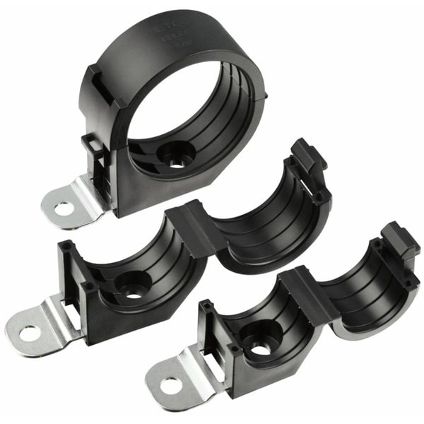 Heyco Cable Clamp, Steel, 1-1/2 in Bundle Dia., Black, 25 PK - 15474B
