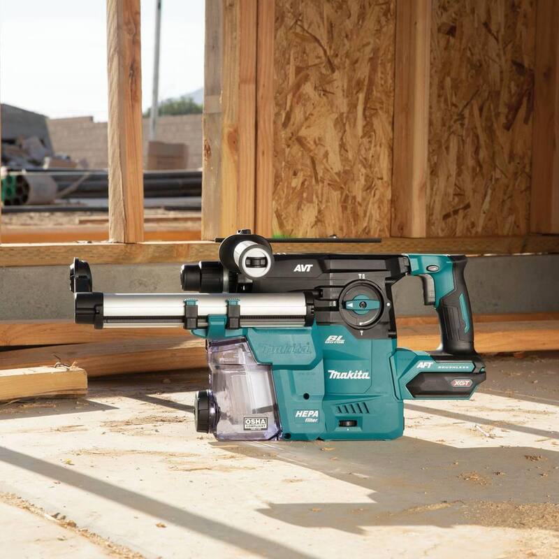 Martillo rotativo inalámbrico sin escobillas Makita 40V max XGT de 1-3/16 pulgadas con extractor de polvo, AFT, Capacidad de AWS (Herramienta solamente) - GRH08ZW