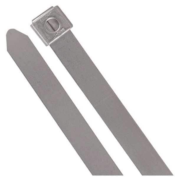 Ty-Rap Cable Tie, 22 in L, 6 in Max Bundle Dia., Silver, 304 Stainless steel, 200 lb Strength, 10 PK - SS23-250-10