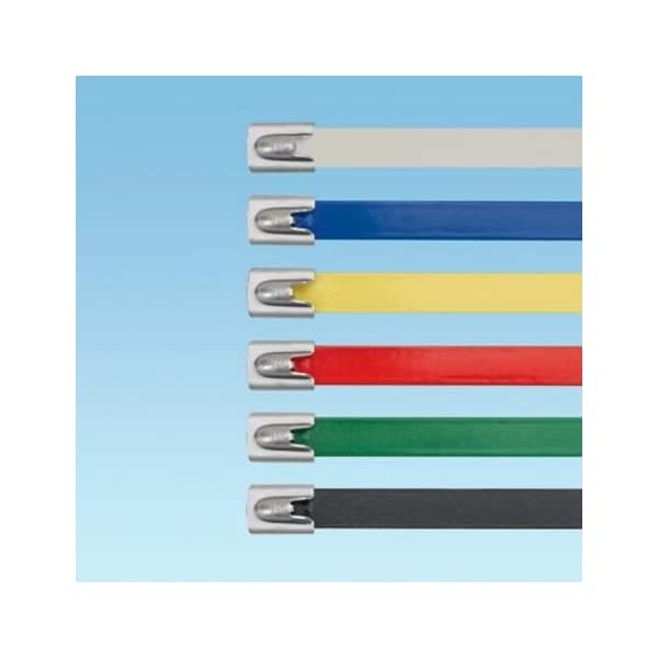 Panduit Cable Tie, 6 in L, 1-1/2 in Max Bundle Dia., Black, 316 Stainless Steel, Polyester, 250 lb Strength - MLTFC1.5H-CP316