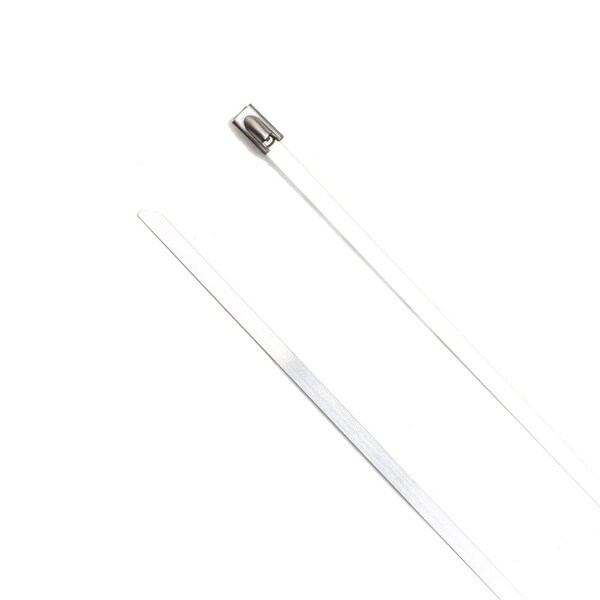 South Main Hardware Cable Tie, 14 in L, Silver, 304 Stainless Steel, 200 lb Strength, 100 PK - 222110