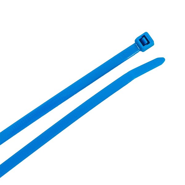 Forney Cable Tie, 8 in L, 2 in Max Bundle Dia., Blue, Nylon 6/6, 50 lb Strength, 100 PK - 62020