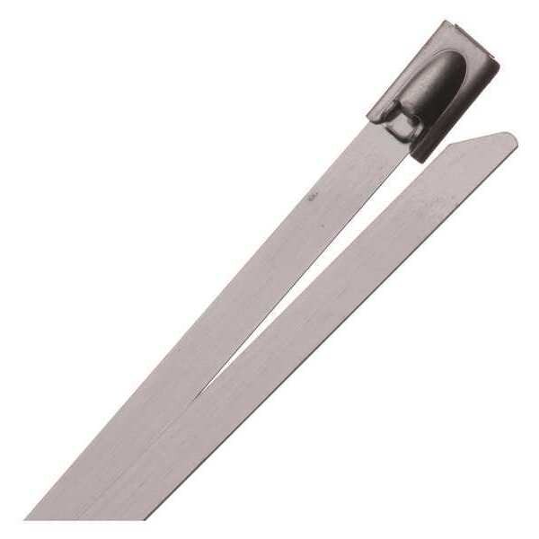 Techflex Cable Tie, 7-1/2 in L, Silver, Stainless Steel, 100 lb Strength - SSS7.50SV10