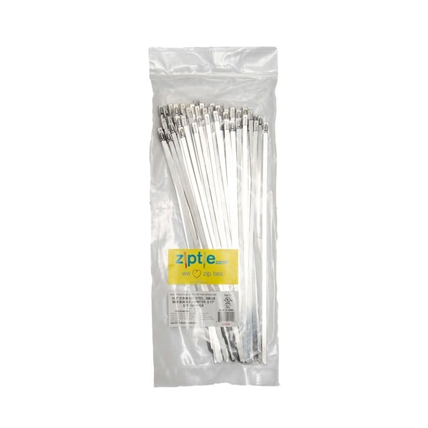 South Main Hardware Cable Tie, 10-1/2 in L, Silver, 304 Stainless Steel, 200 lb Strength, 100 PK - 222108