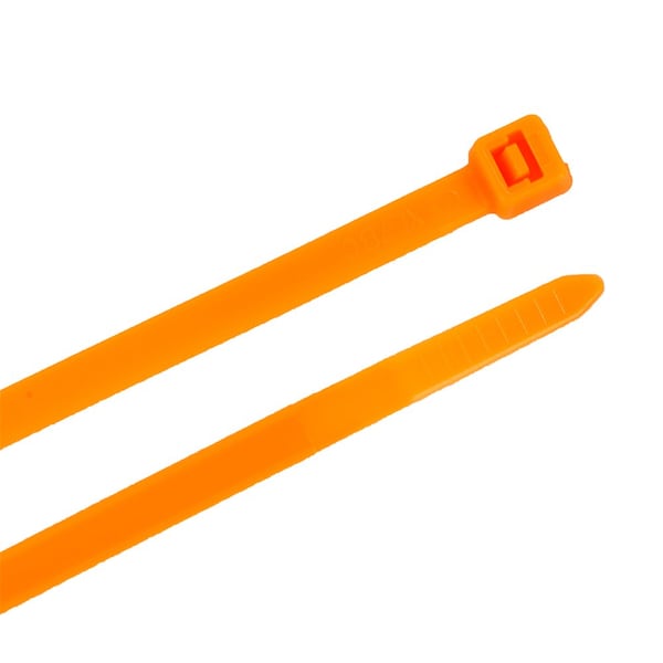 Forney Cable Tie, 8 in L, 2 in Max Bundle Dia., Orange, Nylon 6/6, 50 lb Strength, 100 PK - 62021