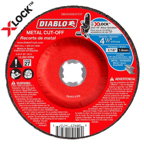 Disco de corte para metal Diablo Tipo 27 para X-Lock - DBX045063701F