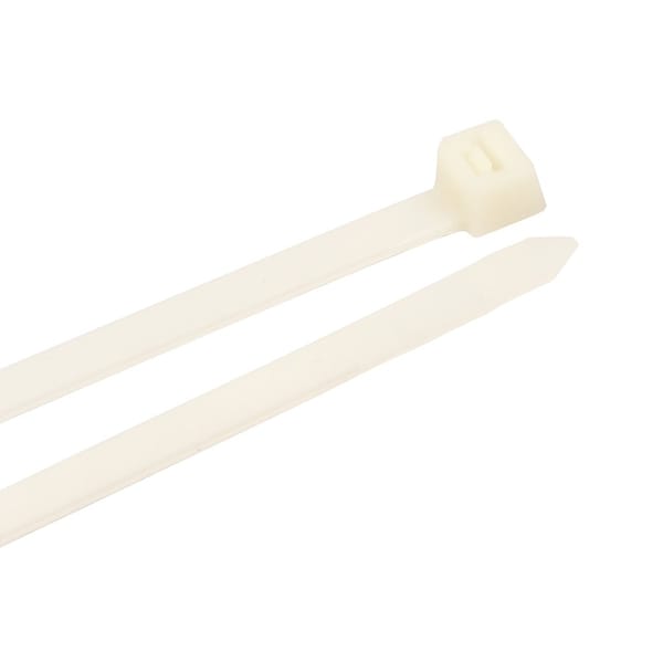 Forney Cable Tie, 12 in L, 3-1/4 in Max Bundle Dia., Natural, Nylon 6/6, 120 lb Strength, 100 PK - 62068