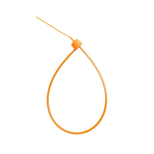 South Main Hardware Cable Tie, 8 in L, Hi-Vis Orange, Nylon, 75 lb Strength, 100 PK - 220147