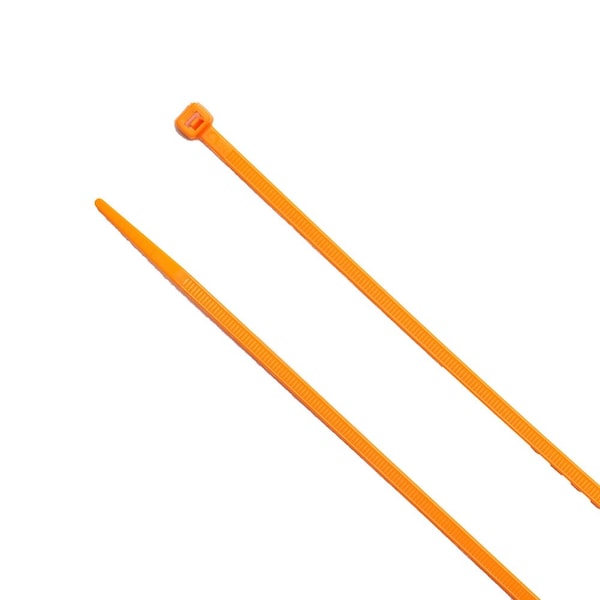 South Main Hardware Cable Tie, 8 in L, Hi-Vis Orange, Nylon, 75 lb Strength, 100 PK - 220147