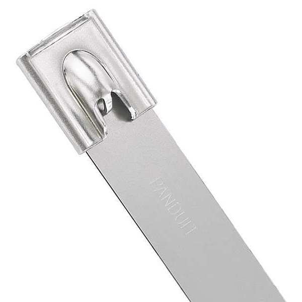 Panduit Cable Tie, 23-1/2 in L, 6 in Max Bundle Dia., Silver, 304 Stainless steel, 900 lb Strength, 50 PK - MLT6SH-LP