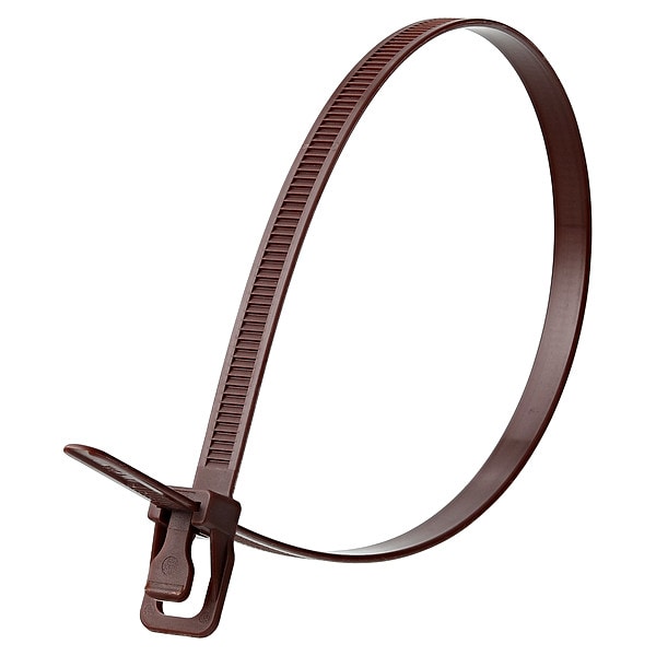 Retyz Cable Tie, 14 in L, 4.33 in Max Bundle Dia., Brown, Nylon 6/6, 120 lb Strength, 20 PK - WKT-S14BR-HA