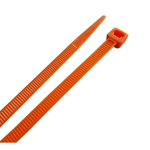 Soundwave Cable Tie, 8 in L, Orange, PA 6.6, 50 lb Strength, 100 PK - SO1678989
