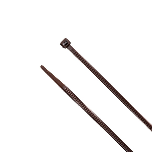 South Main Hardware Cable Tie, 8 in L, Dark Brown, Nylon, 75 lb Strength, 100 PK - 220149
