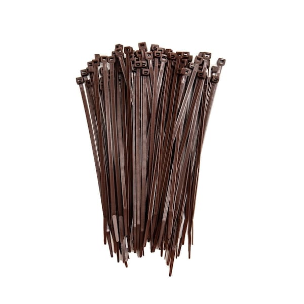 South Main Hardware Cable Tie, 8 in L, Dark Brown, Nylon, 75 lb Strength, 100 PK - 220149