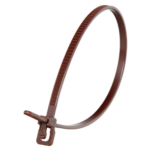 Retyz Cable Tie, 6 in L, 1.40 in Max Bundle Dia., Brown, Nylon 6/6, 18 lb Strength, 100 PK - VRT-S06BR-TA