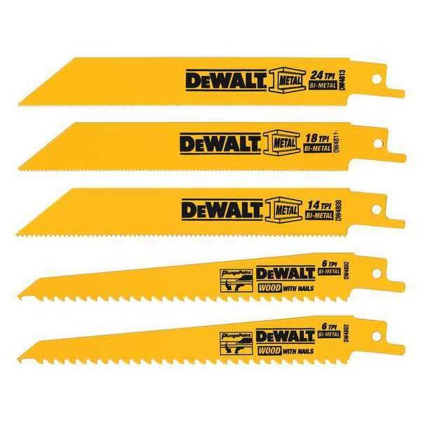 Dewalt 5 Piece Bi-Metal Reciprocating Saw Blade Set - DW4857