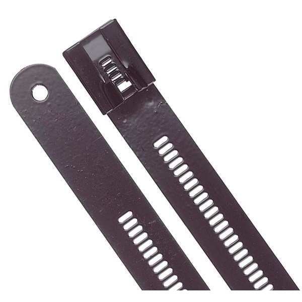 Ty-Rap Cable Tie, 6 in L, 2 in Max Bundle Dia., Black, 316 Stainless Steel, 250 lb Strength, 10 PK - TYS6-280C-10