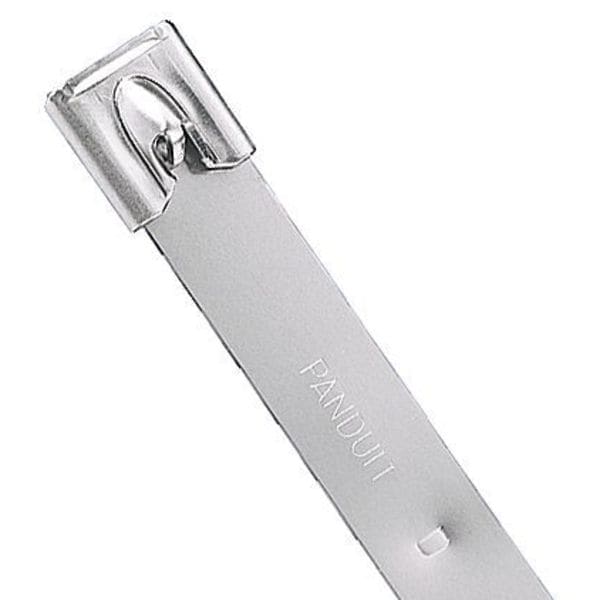 Panduit Cable Tie, 17-1/2 in L, 4 in Max Bundle Dia., Silver, 304 Stainless steel, 600 lb Strength, 50 PK - MLT4EH-LP