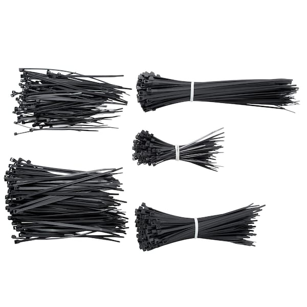 Gardner Bender Cable Tie Assortment, 4 in, 8 in L, Black, Nylon 6/6 - 71111