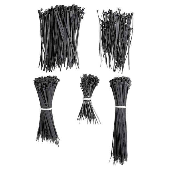 Gardner Bender Cable Tie Assortment, 4 in, 8 in L, Black, Nylon 6/6 - 71111