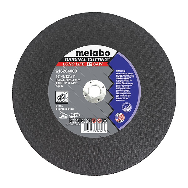 Rueda de corte Metabo, T1, A30S, 16"X5/32"X1" - US616204000