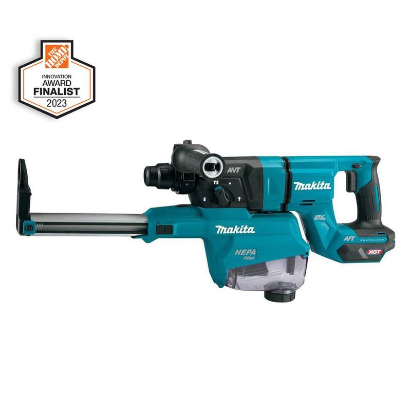 Martillo rotativo inalámbrico sin escobillas Makita 40V max XGT de 1-1/8 pulgadas (empuñadura en D) con extractor de polvo, AFT, capacidad AWS (herramienta solamente) - GRH07ZW