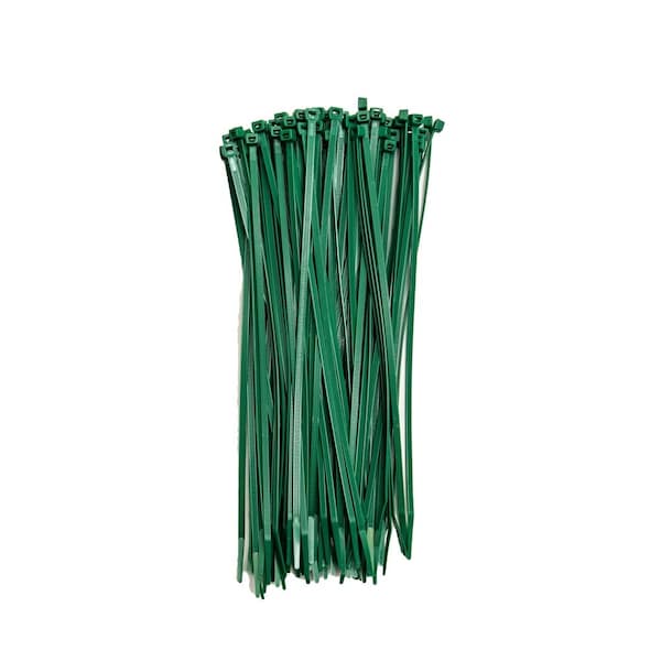 South Main Hardware Cable Tie, 11 in L, Dark Green, Nylon, 75 lb Strength, 100 PK - 220166