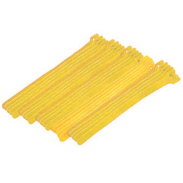 Cable Wholesale 0.50 x 8 in. Yellow Hook and Loop Cable Strap with Eye, 25PK - 30CT-08180