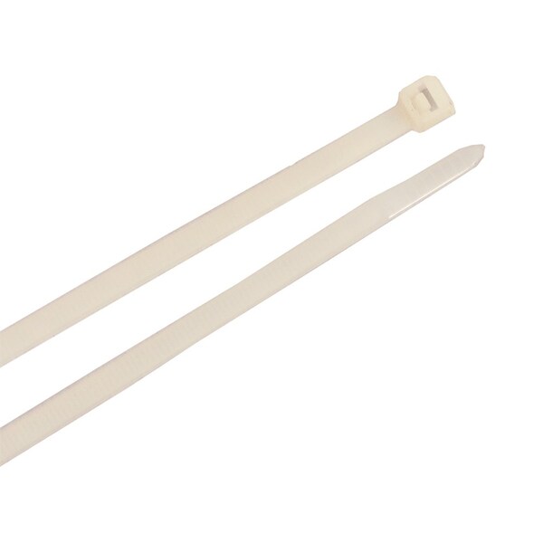 Forney Cable Tie, 12 in L, 3 in Max Bundle Dia., Natural, Nylon 6/6, 50 lb Strength, 100 PK - 62028