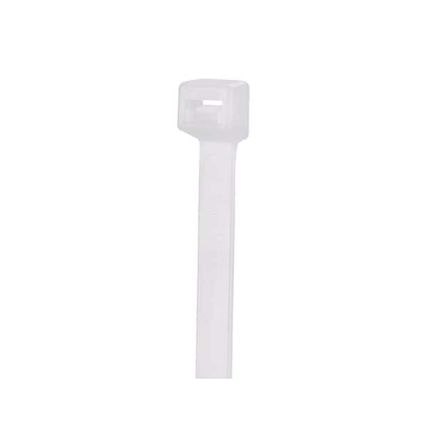Panduit Cable Tie, 4 in L, 7/8 in Max Bundle Dia., Natural, Nylon 6/6, 18 lb Strength, 100 PK - S4-18-C