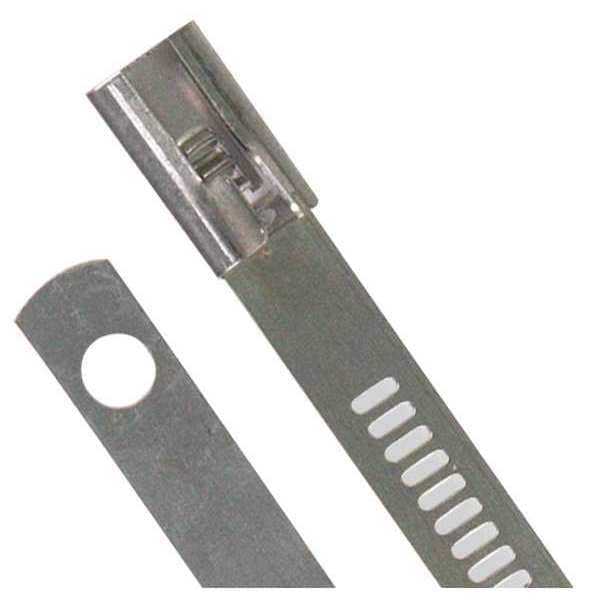 Ty-Rap Cable Tie, 12 in L, 3 in Max Bundle Dia., Silver, 316 Stainless Steel, 250 lb Strength, 100 PK - TYS12-470