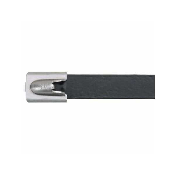 Panduit Cable Tie, 10-1/2 in L, 2.70 in Max Bundle Dia., Black, 316 Stainless Steel, 250 lb Strength, 50 PK - MLTFC2.7H-LP316