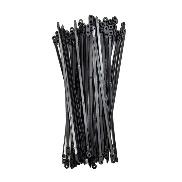 South Main Hardware Cable Tie, 15 in L, Black, 120 lb Strength, 100 PK - 222020