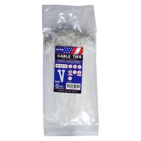 Pinpoint Cable Tie, 7 in L, 1-7/8 in Max Bundle Dia., Natural, Nylon 6/6, 50 lb Strength - PI3490797