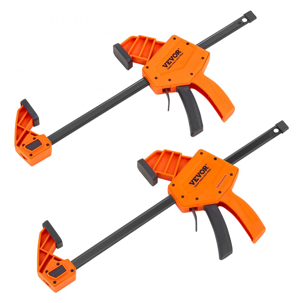 VEVOR Bar Clamps for Woodworking, 2-Pack 12" One-Handed Clamp/Spreader, Quick-Change F Clamp with 300 lbs Load Limit, High-strength Plastic and Carbon Steel, Wood clamps for Woodworking Metal working - FJ12INCH2ZZK2MG1SV0