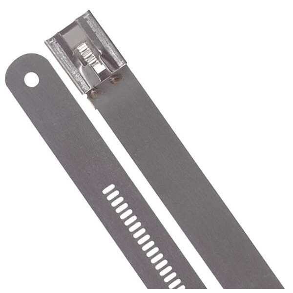 Ty-Rap Cable Tie, 24 in L, 7-1/2 in Max Bundle Dia., Silver, 316 Stainless Steel, 250 lb Strength, 100 PK - TYS24-470