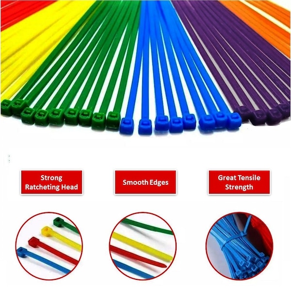 Kable Kontrol Cable Tie, 8 in L, 2.16 in Max Bundle Dia., Red, Nylon 6/6, 50 lb Strength, 100 PK - CT261CL-RED