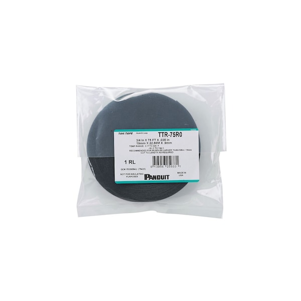 Panduit Cable Tie, 75 ft L, 0.63 in Max Bundle Dia., Black, Nylon, 40 lb Strength - TTR-75R0