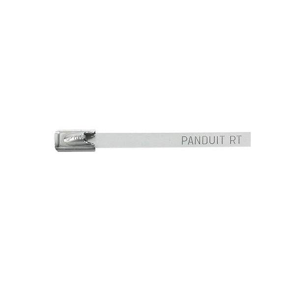 Panduit Cable Tie, 18-1/2 in L, 4 in Max Bundle Dia., Silver, 304 Stainless Steel, 400 lb Strength, 50 PK - MRT4H-L4