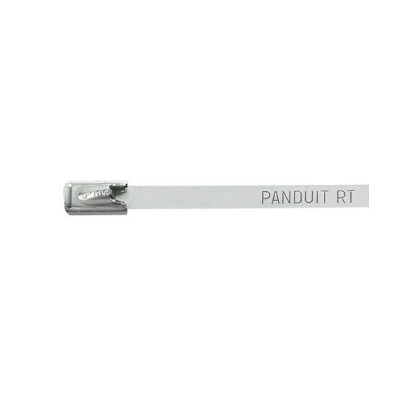Panduit Cable Tie, 18-1/2 in L, 4 in Max Bundle Dia., Silver, 304 Stainless Steel, 400 lb Strength, 50 PK - MRT4H-L4