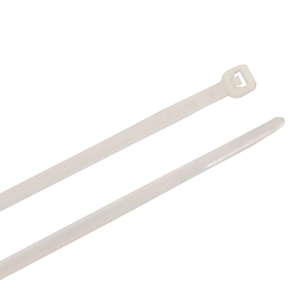 Forney Cable Tie, 4 in L, 3/4 in Max Bundle Dia., Natural, Nylon 6/6, 18 lb Strength, 100 PK - 62011
