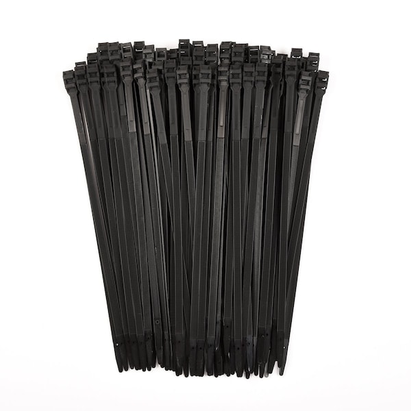 South Main Hardware Cable Tie, 14 in L, Black, Nylon, 120 lb Strength, 100 PK - 229360